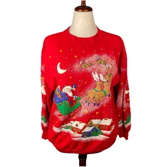 Holiday Time Tops - Vintage Holiday Time Christmas Crewneck Sweatshirt Retro 90s 80s size medium